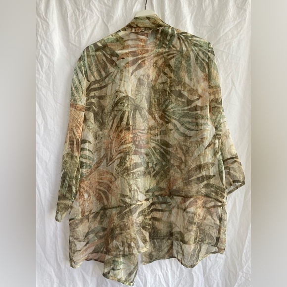 Chico's Batik Palms Sheer 3/4 Sleeve Jacket Size 3 / Large - Picture 11 of 11